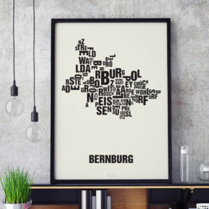 Buchstabenort Bernburg Schwarz auf Naturweiß