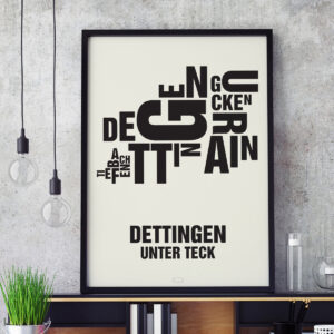 Buchstabenort Dettingen unter Teck Schwarz auf Naturweiß