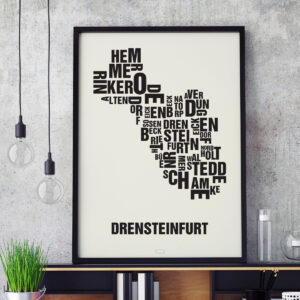 Buchstabenort Drensteinfurt Schwarz auf Naturweiß