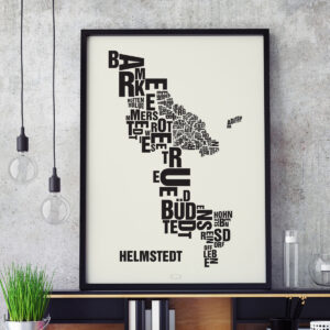 Buchstabenort Helmstedt Schwarz auf Naturweiß