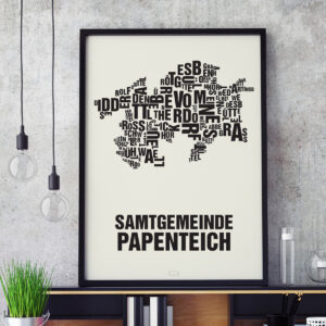 Buchstabenort Papenteich Schwarz auf Naturweiß