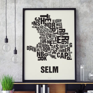 Buchstabenort Selm Schwarz auf Naturweiß