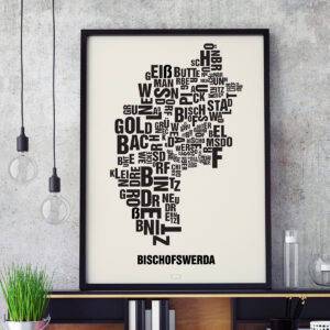 Buchstabenort Bischofswerda Schwarz auf Naturweiß