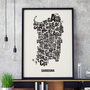Buchstabenort Sardegna Sardinien Schwarz auf Naturweiß