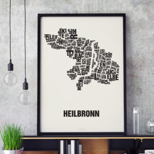 Buchstabenort Heilbronn Schwarz auf Naturweiß