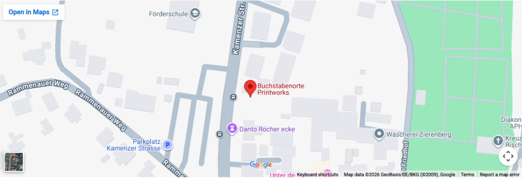 Atelier Buchstabenorte in Google Maps Screenshot